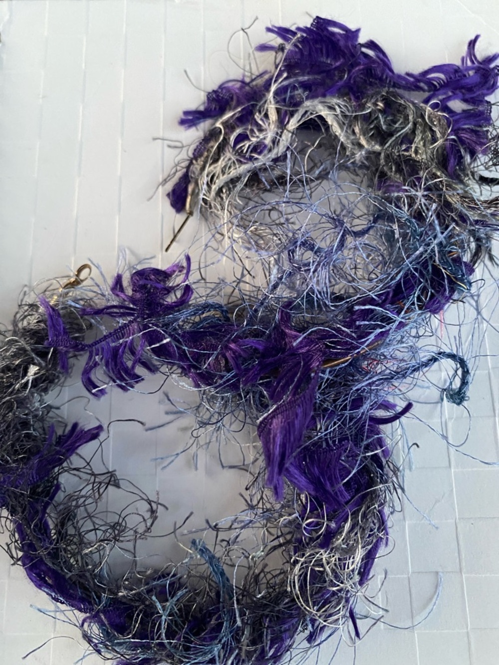 Purple Fringe Hoop Earrings - Unbranded